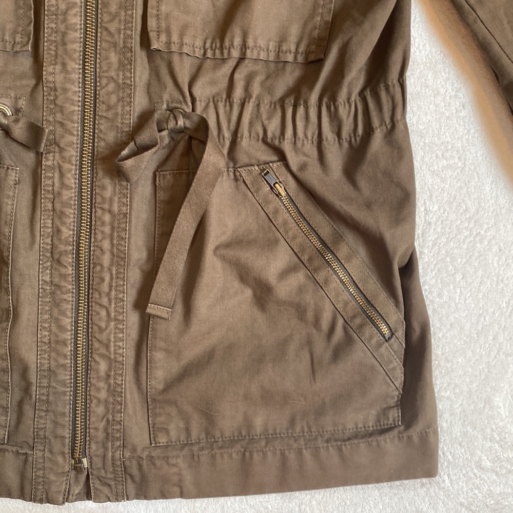 J Crew olive green brown military field jacket 100% cotton Size S EUC - Picture 4 of 10